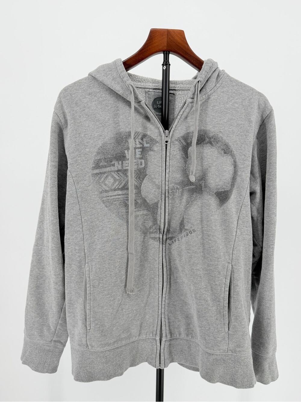 Life is Good zip-up hoodie ‘All We Need’ large gorpcore indie sleaze loungewear